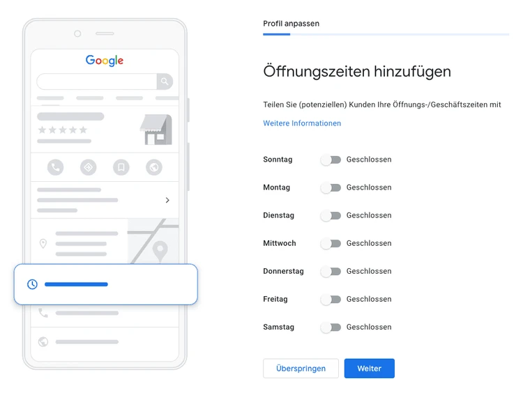 Screenshot: Profil im Google My Business Eintrag anpassen