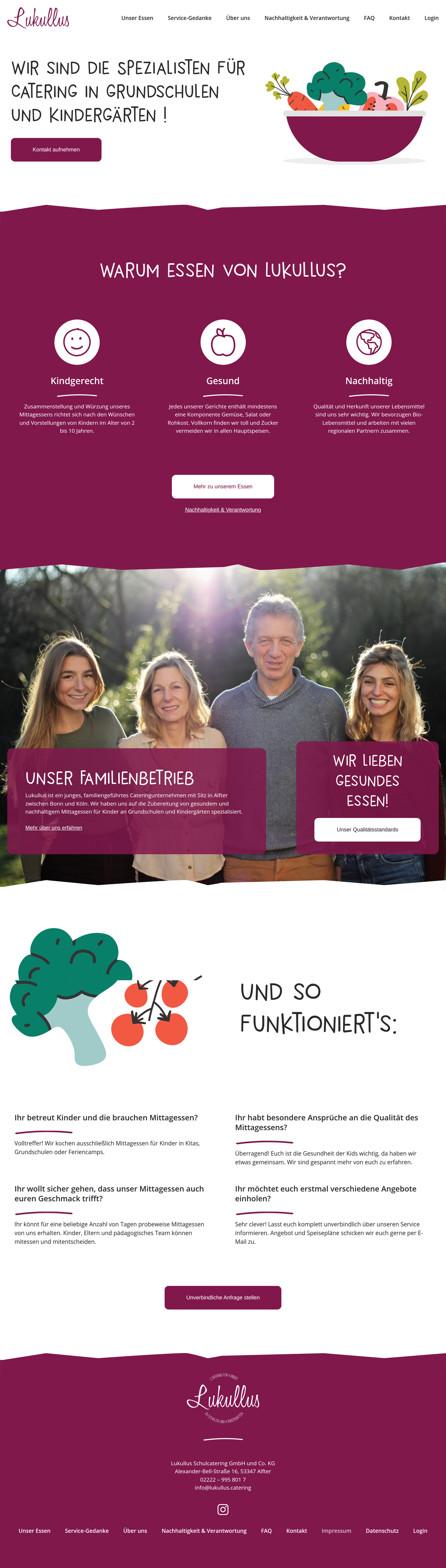 Familienbetrieb Lukullus, Spezialisten für gesundes Catering in Schulen und Kindergärten.
