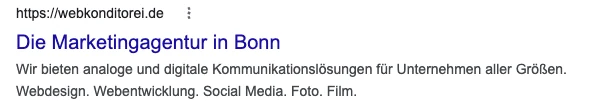 Screenshot: Title-Tag und Meta-Description eines Suchergebnisses in der Google-Suche