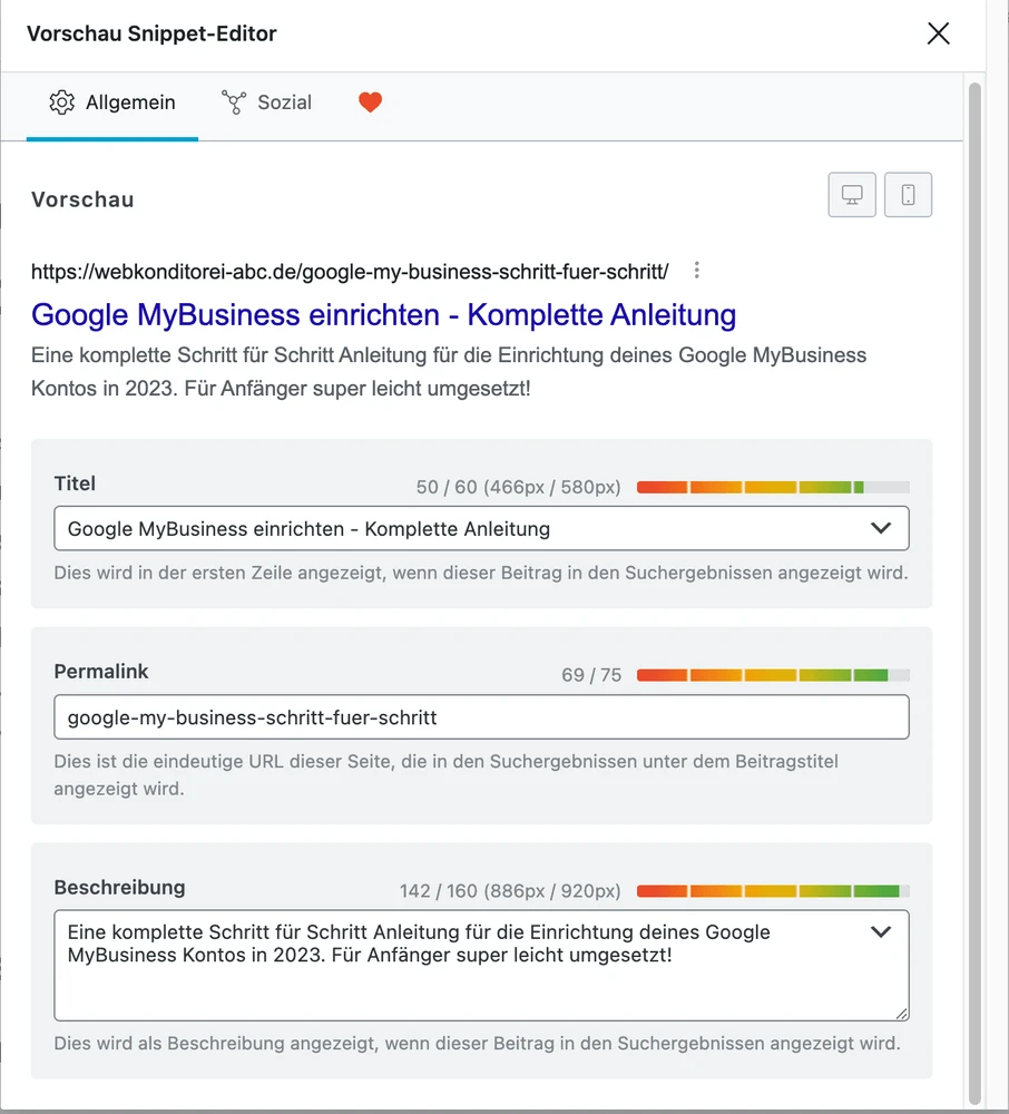 Screenshot: Metadaten-Management in Rank Math